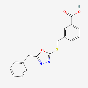 molecular formula C17H14N2O3S B1196995 3-[[[5-(Phenylmethyl)-1,3,4-oxadiazol-2-yl]thio]methyl]benzoic acid 