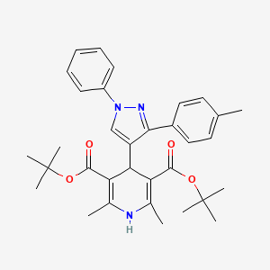 molecular formula C33H39N3O4 B11969996 di-tert-butyl 2,6-dimethyl-4-[3-(4-methylphenyl)-1-phenyl-1H-pyrazol-4-yl]-1,4-dihydropyridine-3,5-dicarboxylate 