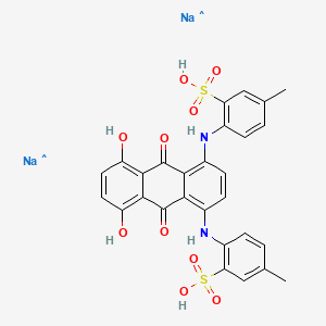 molecular formula C28H22N2Na2O10S2 B11970108 Disodium 2-{[5,8-dihydroxy-4-(4-methyl-2-sulfonatoanilino)-9,10-dioxo-9,10-dihydro-1-anthracenyl]amino}-5-methylbenzenesulfonate 