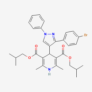 molecular formula C32H36BrN3O4 B11970209 diisobutyl 4-[3-(4-bromophenyl)-1-phenyl-1H-pyrazol-4-yl]-2,6-dimethyl-1,4-dihydro-3,5-pyridinedicarboxylate 
