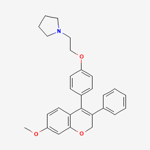 molecular formula C28H29NO3 B1197024 1-(2-(4-(7-Methoxy-3-phenyl-2H-1-benzopyran-4-yl)phenoxy)ethyl)pyrrolidine CAS No. 13619-98-2