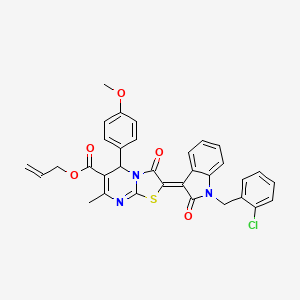 molecular formula C33H26ClN3O5S B11970329 Allyl (2Z)-2-[1-(2-chlorobenzyl)-2-oxo-1,2-dihydro-3H-indol-3-ylidene]-5-(4-methoxyphenyl)-7-methyl-3-oxo-2,3-dihydro-5H-[1,3]thiazolo[3,2-A]pyrimidine-6-carboxylate 