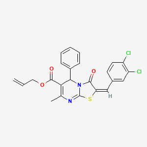 molecular formula C24H18Cl2N2O3S B11970336 allyl (2E)-2-(3,4-dichlorobenzylidene)-7-methyl-3-oxo-5-phenyl-2,3-dihydro-5H-[1,3]thiazolo[3,2-a]pyrimidine-6-carboxylate 