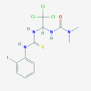 molecular formula C12H14Cl3IN4OS B11970342 N,N-dimethyl-N'-(2,2,2-trichloro-1-{[(2-iodoanilino)carbothioyl]amino}ethyl)urea 