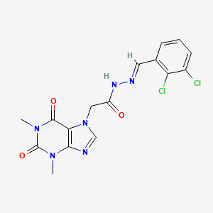molecular formula C16H14Cl2N6O3 B11970419 N'-[(E)-(2,3-dichlorophenyl)methylidene]-2-(1,3-dimethyl-2,6-dioxo-1,2,3,6-tetrahydro-7H-purin-7-yl)acetohydrazide 