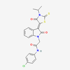 molecular formula C22H18ClN3O3S2 B11970434 N-(4-Chlorophenyl)-2-[(3Z)-3-(3-isopropyl-4-oxo-2-thioxo-1,3-thiazolidin-5-ylidene)-2-oxo-2,3-dihydro-1H-indol-1-YL]acetamide 