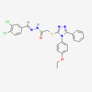 molecular formula C25H21Cl2N5O2S B11970458 N'-[(E)-(3,4-dichlorophenyl)methylidene]-2-{[4-(4-ethoxyphenyl)-5-phenyl-4H-1,2,4-triazol-3-yl]sulfanyl}acetohydrazide 