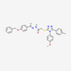 molecular formula C32H29N5O3S B11970481 N'-{(E)-[4-(benzyloxy)phenyl]methylidene}-2-{[4-(4-methoxyphenyl)-5-(4-methylphenyl)-4H-1,2,4-triazol-3-yl]sulfanyl}acetohydrazide 