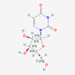 molecular formula C₄¹³C₅H₁₂N₂O₆ B119705 5-Deuterio-1-[(2R,3R,4S,5R)-3,4-dihydroxy-5-(hydroxy(113C)methyl)(2,3,4,5-13C4)oxolan-2-yl]pyrimidine-2,4-dione CAS No. 159496-16-9