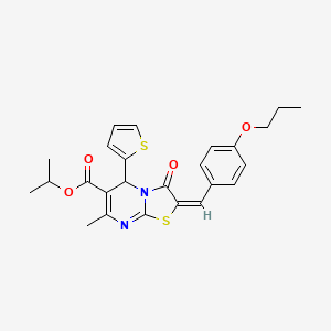 molecular formula C25H26N2O4S2 B11970516 isopropyl (2E)-7-methyl-3-oxo-2-(4-propoxybenzylidene)-5-(2-thienyl)-2,3-dihydro-5H-[1,3]thiazolo[3,2-a]pyrimidine-6-carboxylate 