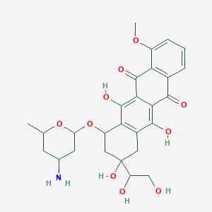 5,12-Naphthacenedione, 10-((4-aminotetrahydro-6-methyl-2H-pyran-2-yl)oxy)-8-(1,2-dihydroxyethyl)-7,8,9,10-tetrahydro-6,8,11-trihydroxy-1-methoxy-