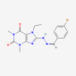 molecular formula C16H17BrN6O2 B11970582 4-Bromobenzaldehyde (7-ethyl-1,3-dimethyl-2,6-dioxo-2,3,6,7-tetrahydro-1H-purin-8-YL)hydrazone 