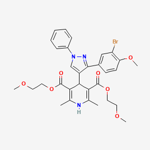 molecular formula C31H34BrN3O7 B11970749 Bis(2-methoxyethyl) 4-[3-(3-bromo-4-methoxyphenyl)-1-phenyl-1H-pyrazol-4-YL]-2,6-dimethyl-1,4-dihydro-3,5-pyridinedicarboxylate 