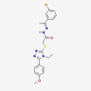 molecular formula C21H22BrN5O2S B11970752 N'-[(1E)-1-(3-bromophenyl)ethylidene]-2-{[4-ethyl-5-(4-methoxyphenyl)-4H-1,2,4-triazol-3-yl]sulfanyl}acetohydrazide 