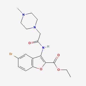molecular formula C18H22BrN3O4 B1197080 5-Bromo-3-[[2-(4-methyl-1-piperazinyl)-1-oxoethyl]amino]-2-benzofurancarboxylic acid ethyl ester 