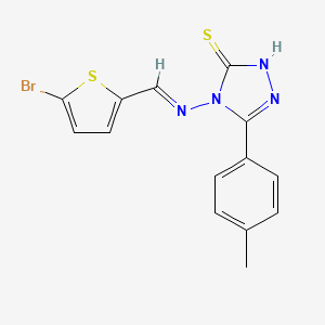 molecular formula C14H11BrN4S2 B11970861 4-{[(E)-(5-bromothiophen-2-yl)methylidene]amino}-5-(4-methylphenyl)-2,4-dihydro-3H-1,2,4-triazole-3-thione 