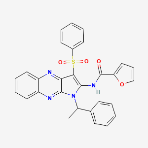 molecular formula C29H22N4O4S B11970872 N-[1-(1-phenylethyl)-3-(phenylsulfonyl)-1H-pyrrolo[2,3-b]quinoxalin-2-yl]furan-2-carboxamide 
