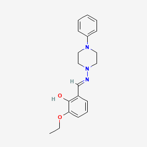 molecular formula C19H23N3O2 B11970943 2-Ethoxy-6-(((4-phenyl-1-piperazinyl)imino)methyl)phenol 
