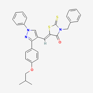 molecular formula C30H27N3O2S2 B11970968 (5Z)-3-benzyl-5-{[3-(4-isobutoxyphenyl)-1-phenyl-1H-pyrazol-4-yl]methylene}-2-thioxo-1,3-thiazolidin-4-one 