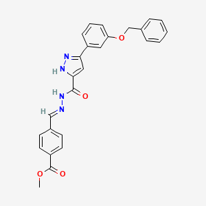 molecular formula C26H22N4O4 B11971005 Methyl 4-((2-(5-(3-(benzyloxy)phenyl)-1H-pyrazole-3-carbonyl)hydrazono)methyl)benzoate CAS No. 303107-89-3