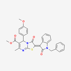 molecular formula C31H25N3O5S B11971122 methyl (2Z)-2-(1-benzyl-2-oxo-1,2-dihydro-3H-indol-3-ylidene)-5-(4-methoxyphenyl)-7-methyl-3-oxo-2,3-dihydro-5H-[1,3]thiazolo[3,2-a]pyrimidine-6-carboxylate 