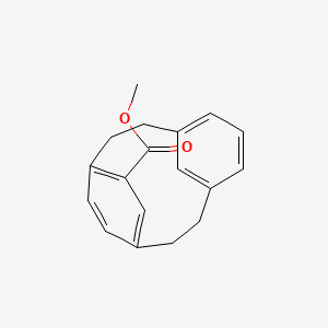 molecular formula C18H18O2 B11971215 Tricyclo(9.2.2.1(4,8))hexadeca-hexaene-12-carboxylic acid ME ester CAS No. 27720-93-0
