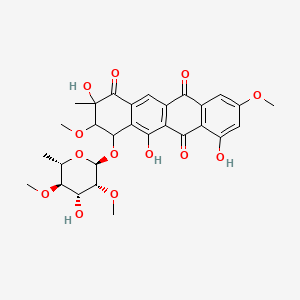 1,6,11(2H)-Naphthacenetrione, 4-((6-deoxy-2,4-di-O-methyl-alpha-L-mannopyranosyl)oxy)-3,4-dihydro-2,5,7-trihydroxy-3,9-dimethoxy-2-methyl-