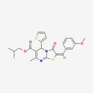 molecular formula C24H24N2O4S2 B11971302 Isobutyl (2E)-2-(3-methoxybenzylidene)-7-methyl-3-oxo-5-(2-thienyl)-2,3-dihydro-5H-[1,3]thiazolo[3,2-A]pyrimidine-6-carboxylate 