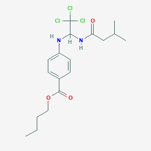 molecular formula C18H25Cl3N2O3 B11971541 Butyl 4-((2,2,2-trichloro-1-((3-methylbutanoyl)amino)ethyl)amino)benzoate 