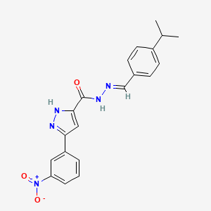 molecular formula C20H19N5O3 B11971593 N'-(4-Isopropylbenzylidene)-3-(3-nitrophenyl)-1H-pyrazole-5-carbohydrazide CAS No. 302918-49-6