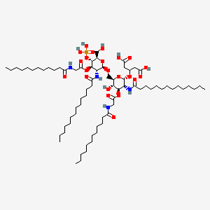 molecular formula C73H133N4O22P B1197172 3-[(2S,3R,4R,5S,6R)-4-[2-(dodecanoylamino)acetyl]oxy-6-[[(2R,3R,4R,5S,6R)-4-[2-(dodecanoylamino)acetyl]oxy-6-(hydroxymethyl)-5-phosphonooxy-3-(tetradecanoylamino)oxan-2-yl]oxymethyl]-5-hydroxy-3-(tetradecanoylamino)oxan-2-yl]oxypentanedioic acid CAS No. 123598-19-6
