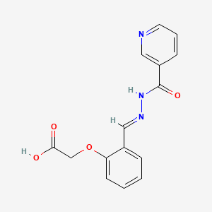 molecular formula C15H13N3O4 B11971741 (2-{(E)-[2-(pyridin-3-ylcarbonyl)hydrazinylidene]methyl}phenoxy)acetic acid 