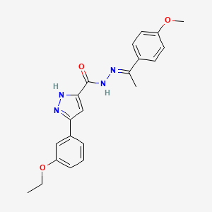 molecular formula C21H22N4O3 B11971794 5-(3-Ethoxyphenyl)-N'-(1-(4-methoxyphenyl)ethylidene)-1H-pyrazole-3-carbohydrazide CAS No. 303106-04-9