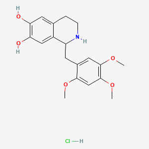 molecular formula C19H24ClNO5 B1197186 6,7-Isoquinolinediol, 1,2,3,4-tetrahydro-1-((2,4,5-trimethoxyphenyl)methyl)-, hydrochloride CAS No. 72943-42-1