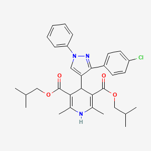 molecular formula C32H36ClN3O4 B11971905 diisobutyl 4-[3-(4-chlorophenyl)-1-phenyl-1H-pyrazol-4-yl]-2,6-dimethyl-1,4-dihydro-3,5-pyridinedicarboxylate 