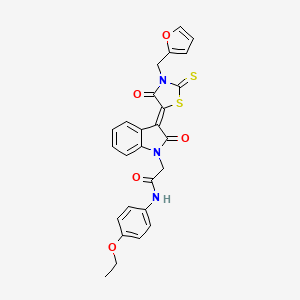molecular formula C26H21N3O5S2 B11971908 N-(4-Ethoxyphenyl)-2-{(3Z)-3-[3-(2-furylmethyl)-4-oxo-2-thioxo-1,3-thiazolidin-5-ylidene]-2-oxo-2,3-dihydro-1H-indol-1-YL}acetamide 