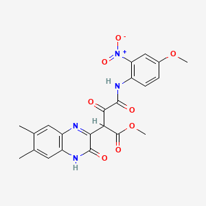 Methyl 2-(6,7-dimethyl-3-oxo-3,4-dihydroquinoxalin-2-yl)-3-[(4-methoxy-2-nitrophenyl)carbamoyl]-3-oxopropanoate