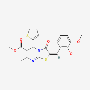 molecular formula C22H20N2O5S2 B11971981 Methyl (2E)-2-(2,3-dimethoxybenzylidene)-7-methyl-3-oxo-5-(2-thienyl)-2,3-dihydro-5H-[1,3]thiazolo[3,2-A]pyrimidine-6-carboxylate 