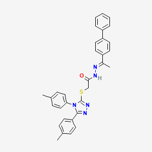 molecular formula C32H29N5OS B11972243 N'-[(1E)-1-(biphenyl-4-yl)ethylidene]-2-{[4,5-bis(4-methylphenyl)-4H-1,2,4-triazol-3-yl]sulfanyl}acetohydrazide 