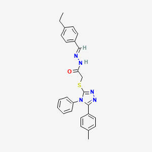 molecular formula C26H25N5OS B11972257 N'-[(E)-(4-ethylphenyl)methylidene]-2-{[5-(4-methylphenyl)-4-phenyl-4H-1,2,4-triazol-3-yl]sulfanyl}acetohydrazide 
