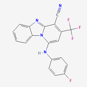 molecular formula C19H10F4N4 B11972260 1-(4-Fluoroanilino)-3-(trifluoromethyl)pyrido(1,2-A)benzimidazole-4-carbonitrile 