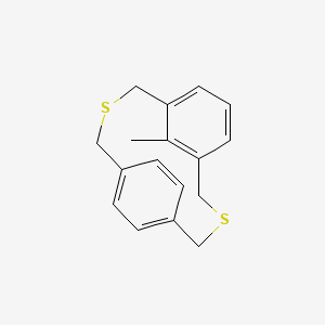 molecular formula C17H18S2 B11972385 ME-3,11-Dithia-tricyclo(11.2.2.1(5,9))octadeca-1(16),5,7,9(18),13(17),14-hexaene CAS No. 27453-78-7