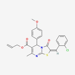 molecular formula C25H21ClN2O4S B11972414 Allyl (2E)-2-(2-chlorobenzylidene)-5-(4-methoxyphenyl)-7-methyl-3-oxo-2,3-dihydro-5H-[1,3]thiazolo[3,2-A]pyrimidine-6-carboxylate 