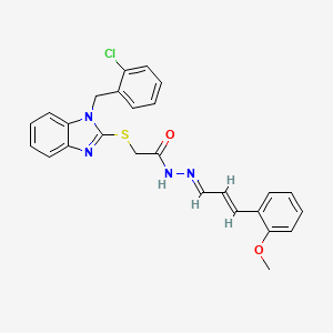 molecular formula C26H23ClN4O2S B11972417 2-{[1-(2-chlorobenzyl)-1H-benzimidazol-2-yl]thio}-N'-[(E,2E)-3-(2-methoxyphenyl)-2-propenylidene]acetohydrazide 