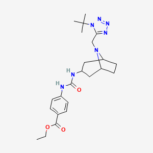 molecular formula C23H33N7O3 B1197244 4-[[[[8-[(1-Tert-butyl-5-tetrazolyl)methyl]-8-azabicyclo[3.2.1]octan-3-yl]amino]-oxomethyl]amino]benzoic acid ethyl ester 