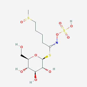 molecular formula C12H23NO10S3 B1197248 [(2S,3R,4S,5S,6R)-3,4,5-trihydroxy-6-(hydroxymethyl)tetrahydropyran-2-yl] 5-methylsulfinyl-N-sulfooxy-pentanimidothioate 