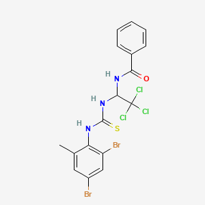 molecular formula C17H14Br2Cl3N3OS B11972607 N-(2,2,2-Trichloro-1-(((2,4-DI-BR-6-methylanilino)carbothioyl)amino)ET)benzamide CAS No. 303062-87-5