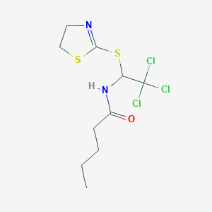 molecular formula C10H15Cl3N2OS2 B11972653 N-(2,2,2-Trichloro-1-(4,5-dihydro-1,3-thiazol-2-ylthio)ethyl)pentanamide CAS No. 303061-85-0