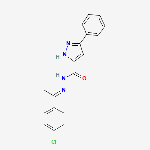 molecular formula C18H15ClN4O B11972664 N'-(1-(4-Chlorophenyl)ethylidene)-3-phenyl-1H-pyrazole-5-carbohydrazide 