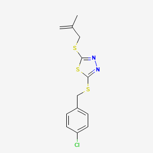 molecular formula C13H13ClN2S3 B11972678 2-[(4-Chlorobenzyl)thio]-5-[(2-methyl-2-propenyl)thio]-1,3,4-thiadiazole 
